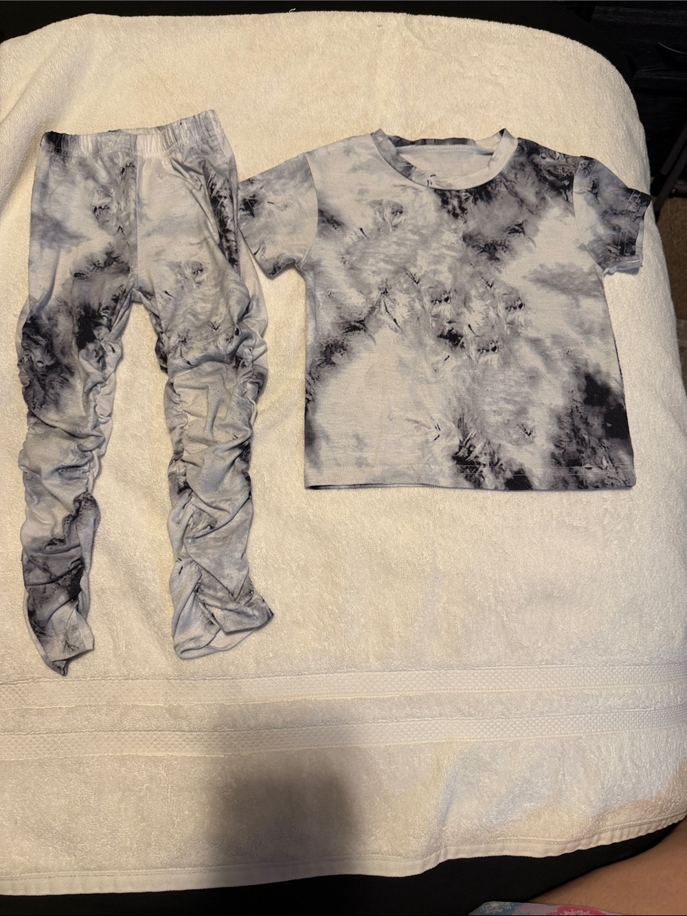 Black & White Tie-Dye Two-Piece Set